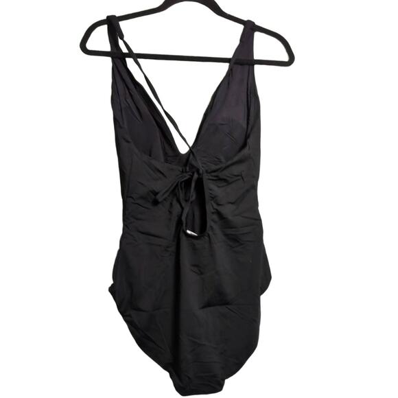 NWT Andie Bali Black Deep V-Neck Long Torso Womens Swimsuit One Piece Large Tall - Picture 2 of 6